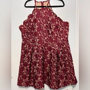 Plus Size Scalloped Bib Neck Skater Dress